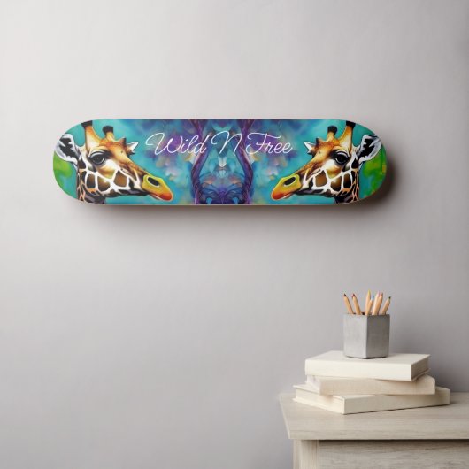 Giraffe in kleur persoonlijk skateboard (Muurkunst (Horizontaal))