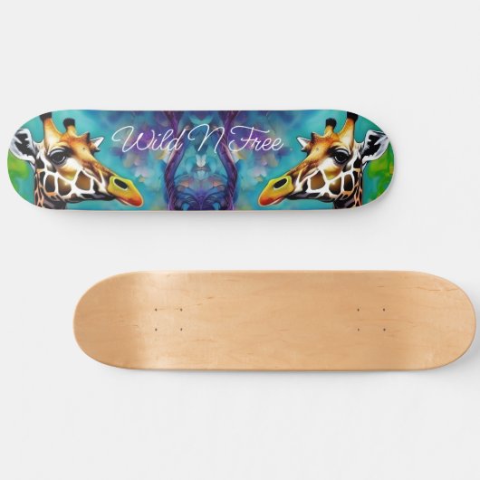 Giraffe in kleur persoonlijk skateboard (Horizontaal)