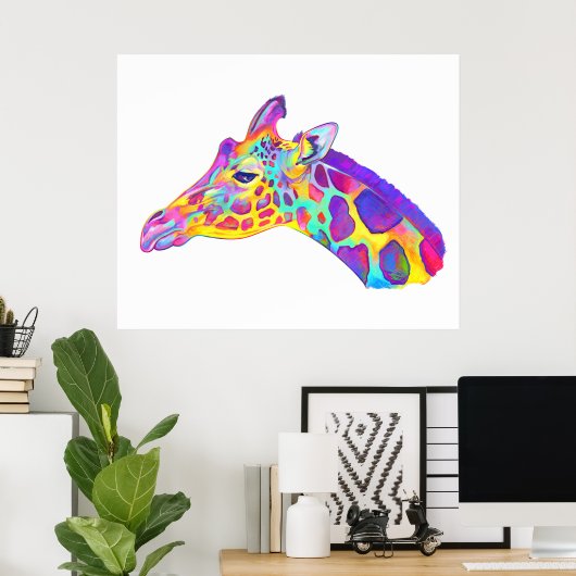 Giraffe in kleuren poster (Thuiskantoor)