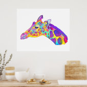 Giraffe in kleuren poster (Keuken)
