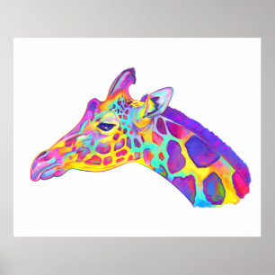 Giraffe in kleuren poster