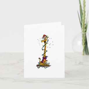 Giraffe in lampjes op slee feestdagen kaart