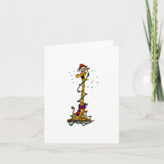 Giraffe in lampjes op slee feestdagen kaart