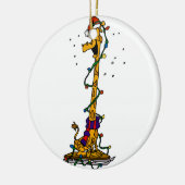 Giraffe in licht op slede keramisch ornament (Links)
