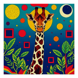 Giraffe in loof perfect poster