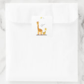 Giraffe in natuur design met leuke kleuren vierkante sticker (Tas)