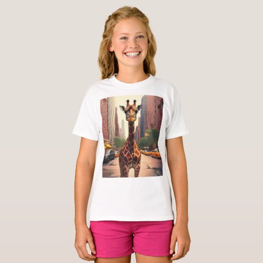 Giraffe in NYC T-shirt (Voorkant volledig)