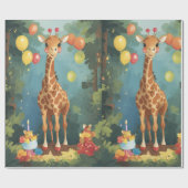 Giraffe in Oerwoud met taart | Inpakpapier (Vlak)