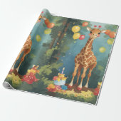 Giraffe in Oerwoud met taart | Inpakpapier (Uitgerold)