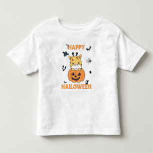 Giraffe in pomkin Cute Giraffes Happy Halloween Kinder Shirts