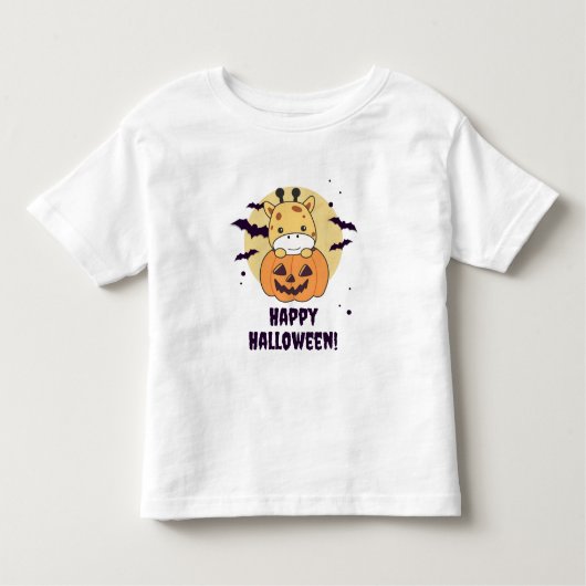 Giraffe in pomkin Cute Giraffes Happy Halloween Kinder Shirts (Voorkant)