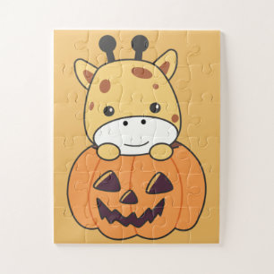 Giraffe in Pumpkin Cute Giraffes Happy Halloween J Legpuzzel