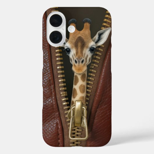Giraffe in rits op leer Case-Mate iPhone case (Achterkant)