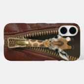 Giraffe in rits op leer Case-Mate iPhone case (Achterkant (horizontaal))
