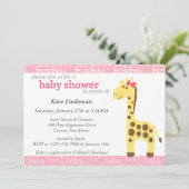 Giraffe in roze boog Baby shower voor meisje Kaart (Staand voorkant)