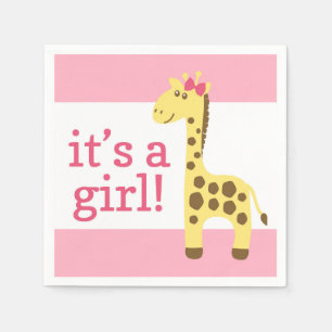 Giraffe in roze boog Baby shower voor meisje Servet