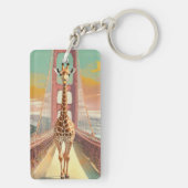 Giraffe in San Francisco op de Golden Gate Bridge Sleutelhanger (achterkant)