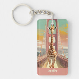 Giraffe in San Francisco op de Golden Gate Bridge Sleutelhanger