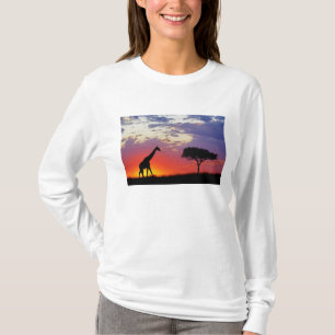 Giraffe in silhouet bij zonsopgang, Giraffa T-shirt