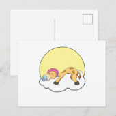 Giraffe in slaapstand met cloud & Sun Briefkaart (Voorkant / Achterkant)