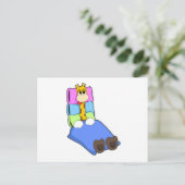 Giraffe in slaapstand met knuppel en Pillow Briefkaart (Staand voorkant)
