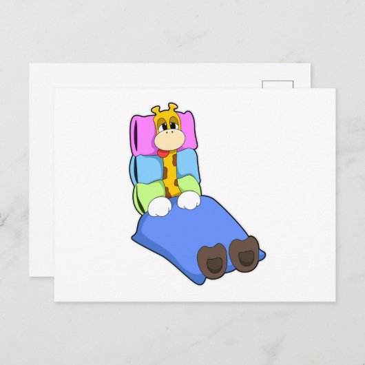 Giraffe in slaapstand met knuppel en Pillow Briefkaart (Voorkant / Achterkant)