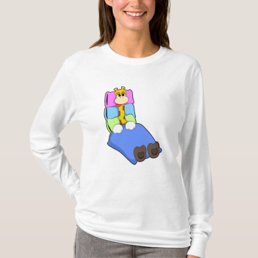 Giraffe in slaapstand met knuppel en Pillow T-shirt (Voorkant)