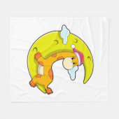 Giraffe in slaapstand met maan fleece deken (Voorkant (Horizontaal))