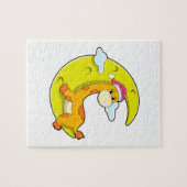 Giraffe in slaapstand met maan legpuzzel (Horizontaal)