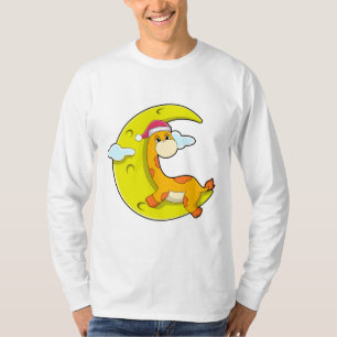 Giraffe in slaapstand met maan t-shirt
