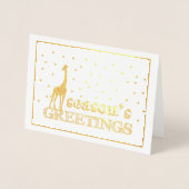 Giraffe in sneeuwkerstKaart Folie Kaarten (Voorkant)