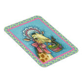 GIRAFFE IN SNELLE SPRINGEMAKERE BONNET, EGG BASKET MAGNEET (Rechterzijde)
