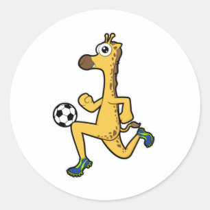 Giraffe in Soccer Sports Ronde Sticker