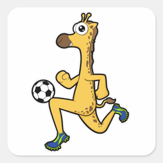 Giraffe in Soccer Sports Vierkante Sticker (Voorkant)