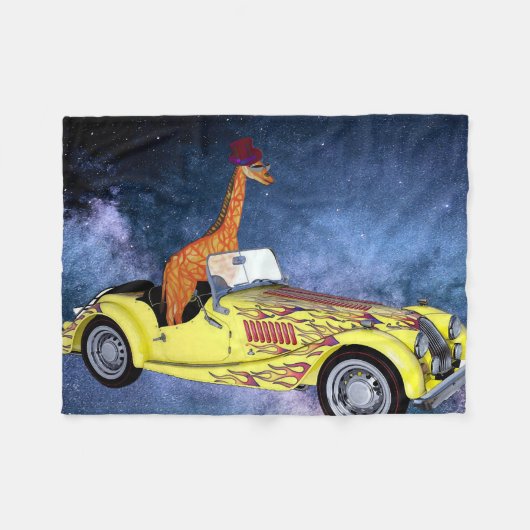 Giraffe in Space Fleece Deken (Voorkant (Horizontaal))
