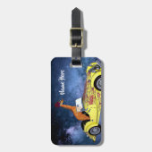 Giraffe in Space Funny Art, aangepast Bagagelabel (Voorkant verticaal)