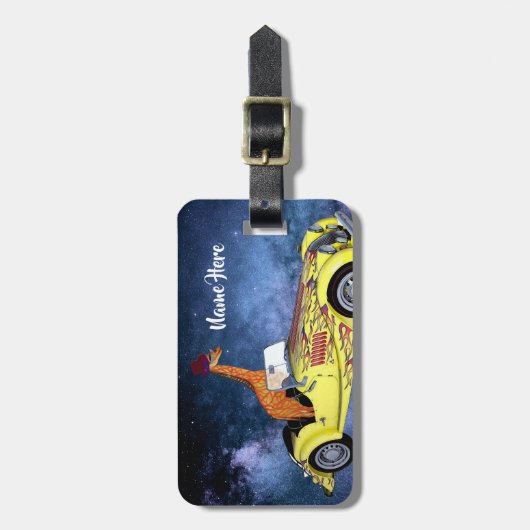 Giraffe in Space Funny Art, aangepast Bagagelabel (Voorkant verticaal)