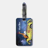 Giraffe in Space Funny Art, aangepast Bagagelabel (Achterkant verticaal)