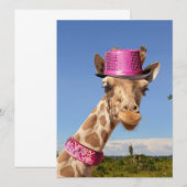 Giraffe in sparkly roze pet (Voorkant / Achterkant)