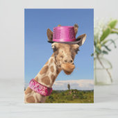 Giraffe in sparkly roze pet (Staand voorkant)