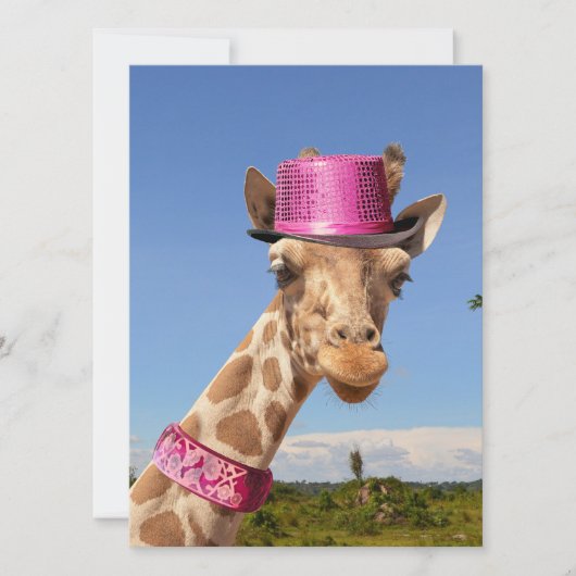 Giraffe in sparkly roze pet (Voorkant)