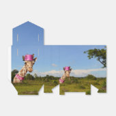 Giraffe in sparkly roze pet bedankdoosjes (Uitgevouwen)