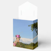 Giraffe in sparkly roze pet bedankdoosjes (Geopend)