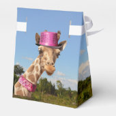 Giraffe in sparkly roze pet bedankdoosjes (Achterkant)