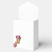 Giraffe in sparkly roze pet bedankdoosjes (Geopend)