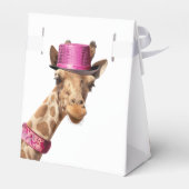 Giraffe in sparkly roze pet bedankdoosjes (Achterkant)