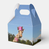 Giraffe in sparkly roze pet bedankdoosjes (Achterkant)