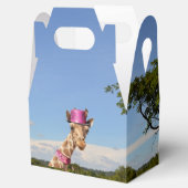 Giraffe in sparkly roze pet bedankdoosjes (Geopend)