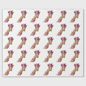 Giraffe in sparkly roze pet cadeaupapier (Vlak)