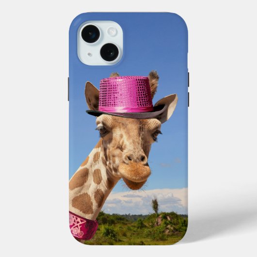 Giraffe in sparkly roze pet Case-Mate iPhone case (Achterkant)